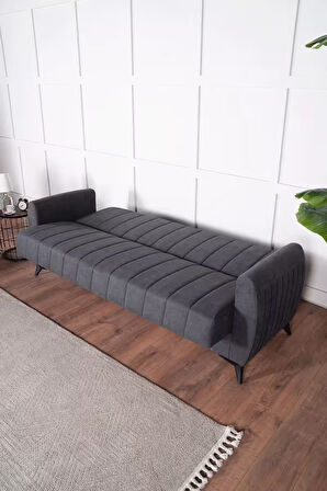 Linda Üç Kişilik Kanepe Yüksek Ayaklı Gri