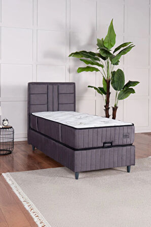 Premium Bamboo Sleepy Üçlü Set Gri (BAZA BAŞLIK YATAK)