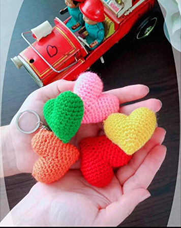Amigurumi renkli kalp anahtarlık aksesuar hediyelik nişan kına düğün hatırası 