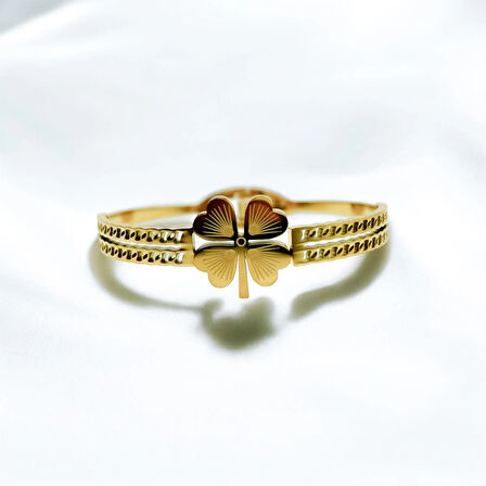 Vintage Gonca Yaprak Model Gold Kelepçe