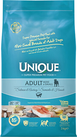 Unique Somonlu Küçük Irk Yetişkin Köpek Maması 3 Kg