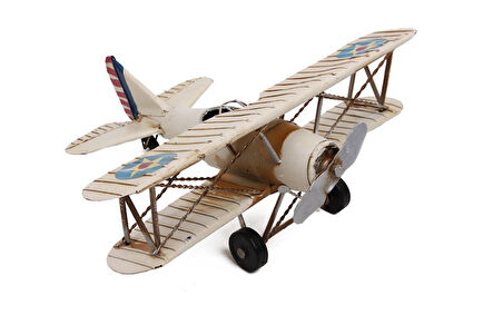 Dekoratif Metal Uçak Çift Kanatlı