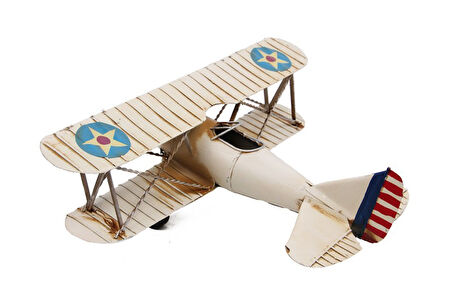 Dekoratif Metal Uçak Çift Kanatlı