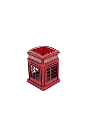 Dekoratif Metal Londra Telefon Kulübesi Kalemlik Vintage Hediyelik