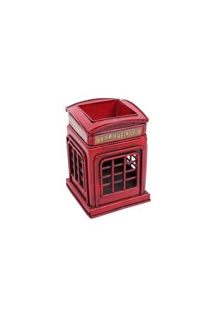 Dekoratif Metal Londra Telefon Kulübesi Kalemlik Vintage Hediyelik