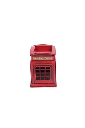 Dekoratif Metal Londra Telefon Kulübesi Kalemlik Vintage Hediyelik