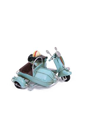Dekoratif Metal Scooter Sepetli Vintage Biblo Ev Ofis Hediyelik