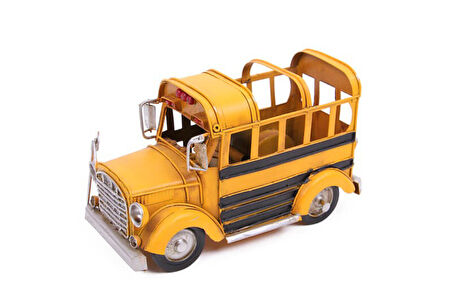 Dekoratif Metal Araba Okul Otobüsü Kalemlik