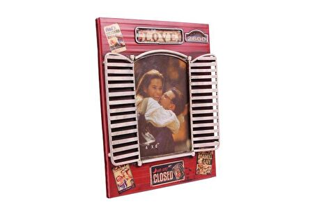 Dekoratif Metal Çerçeve Panjur Temalı Vintage Hediyelik