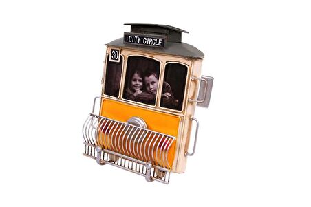 Dekoratif Metal Çerçeve Tramvay Temalı Vintage Hediyelik