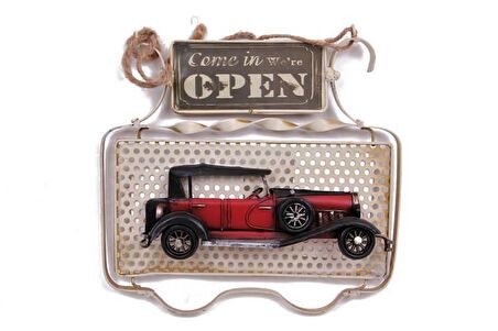 Dekoratif Metal Kapı Yazısı Araba Dekorlu Vintage Hediyelik