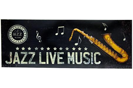 Pano Saksafon Vintage Müzik Temalı Dekoratif Hediyelik