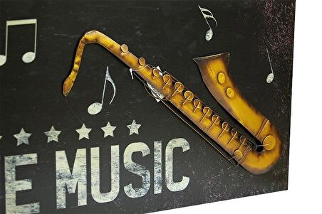 Pano Saksafon Vintage Müzik Temalı Dekoratif Hediyelik