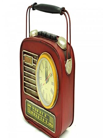Dekoratif Metal Radyo Saatli Kumbara Vintage Biblo Hediyelik