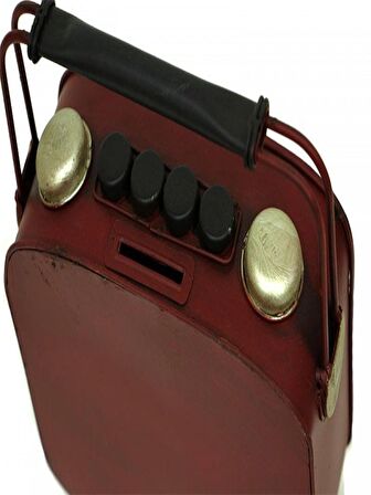 Dekoratif Metal Radyo Saatli Kumbara Vintage Biblo Hediyelik
