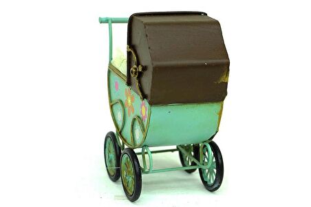 Dekoratif Metal Bebek Arabası Biblo Vintage Hediyelik