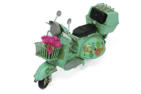 Dekoratif Metal Scooter Sepetli