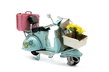 Dekoratif Metal Scooter Önü Sepetli