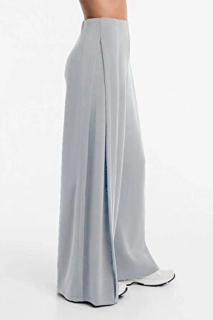 Kadın yan pileli bolpaça gri pantolon