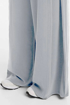 Kadın yan pileli bolpaça gri pantolon