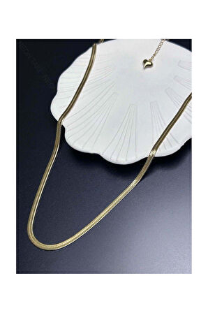 Italyan Zinciri, Paslanmaz Çelik Kolye 23, Altın Renk, Uzun 66cm