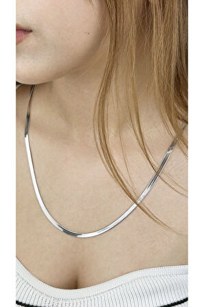 Italyan Zinciri, Paslanmaz Çelik Kolye 24, Gümüş Renk, Uzun 66cm