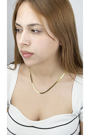 Italyan Zinciri, Paslanmaz Çelik Kolye 25, Altın Renk, Kısa 46cm