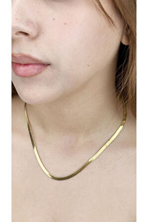 Italyan Zinciri, Paslanmaz Çelik Kolye 25, Altın Renk, Kısa 46cm