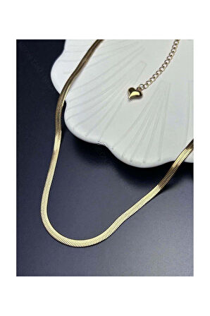 Italyan Zinciri, Paslanmaz Çelik Kolye 25, Altın Renk, Kısa 46cm