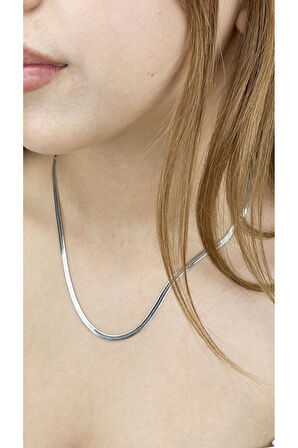 Italyan Zinciri, Paslanmaz Çelik Kolye 26, Gümüş Renk, Kısa 46cm