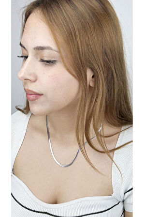 Italyan Zinciri, Paslanmaz Çelik Kolye 26, Gümüş Renk, Kısa 46cm