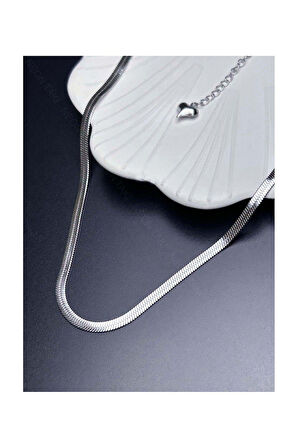 Italyan Zinciri, Paslanmaz Çelik Kolye 26, Gümüş Renk, Kısa 46cm