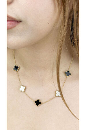 Van, Paslanmaz Çelik Kolye 27, Zincir Altın Renk, Figür Siyah Ve Beyaz Renk