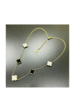 Van, Paslanmaz Çelik Kolye 27, Zincir Altın Renk, Figür Siyah Ve Beyaz Renk