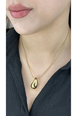 Xxx Damla, Paslanmaz Çelik Kolye 35 Altın Renk Damla G15mmxy28mm Kolye 47,5cm