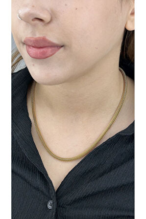 Xxx Hasır Boru Model, Paslanmaz Çelik Kolye 40, Altın Renk