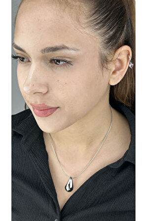 Xxx Damla, Paslanmaz Çelik Kolye 54 Gümüş Renk Damla G15mmxy28mm Kolye 47,5cm