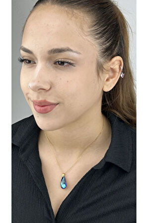 Xxx Zirkon Taşlı, Paslanmaz Çelik Kolye 60, Altın Renk