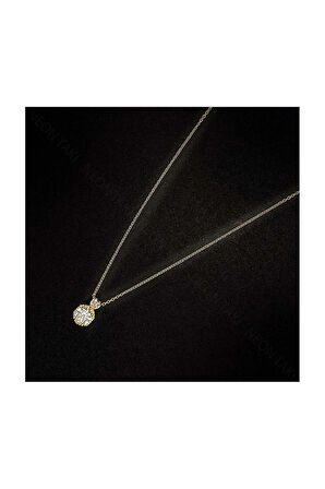 Zirkon Taşlı, Paslanmaz Çelik Kolye 68, Altın Renk