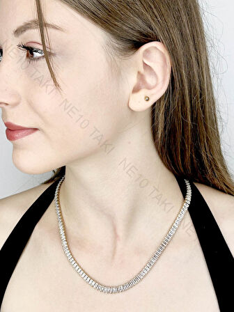 Su Yolu, Zirkon Taşlı, Paslanmaz Çelik Kolye 105, Altın Renk