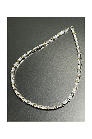 Xo Figürlü, Zirkon Taşlı, Paslanmaz Çelik Kolye 119, Gümüş Renk