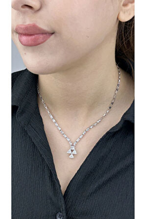 Su Yolu, Zirkon Taşlı, Kolye 207, Gümüş Renk