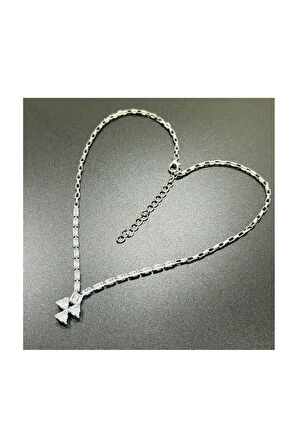 Su Yolu, Zirkon Taşlı, Kolye 207, Gümüş Renk