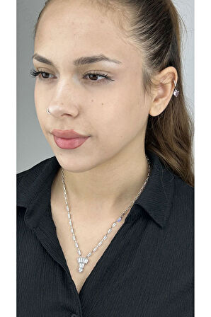 Su Yolu, Zirkon Taşlı Kolye 208, Gümüş Renk