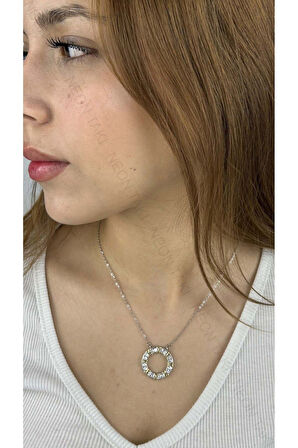 Xxx Xo, Zirkon Taşlı, Paslanmaz Çelik Kolye 215, Gümüş Renk, Figür Altın Renk