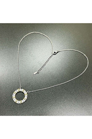 Xxx Xo, Zirkon Taşlı, Paslanmaz Çelik Kolye 215, Gümüş Renk, Figür Altın Renk