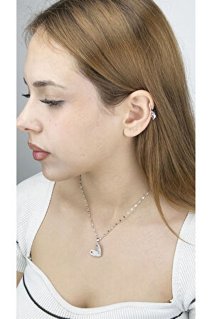 Zirkon Taşlı, Paslanmaz Çelik Kolye 218, Gümüş Renk