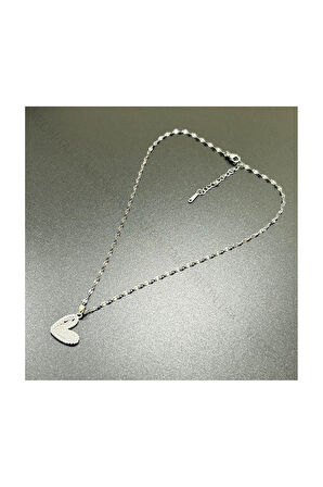 Zirkon Taşlı, Paslanmaz Çelik Kolye 218, Gümüş Renk