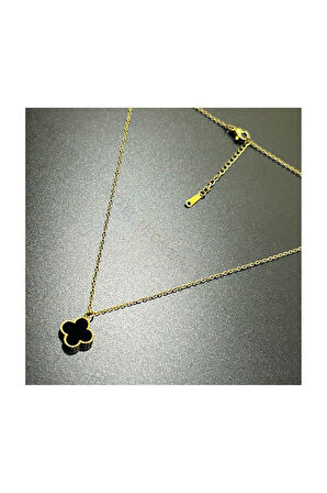 Van Figürlü, Paslanmaz Çelik Kolye 228, Zincir Altın Renk, Figür Siyah