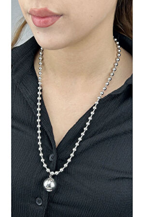 Xxx Küre Figürlü, Top Zincir, Paslanmaz Çelik Kolye 234, Gümüş Renk